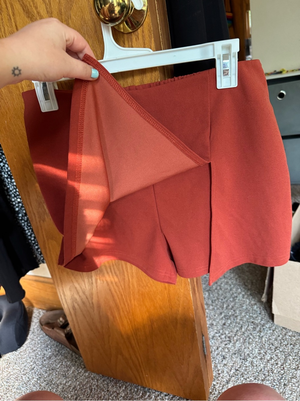 Rust Red Mini Skort - Picture 2 of 3